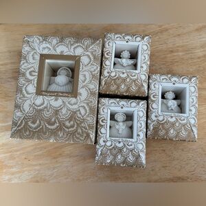 Rare Find 4 MARGARET FURLONG SHELL ANGEL CHRISTMAS ORNAMENTS (1 Large & 3 Small)